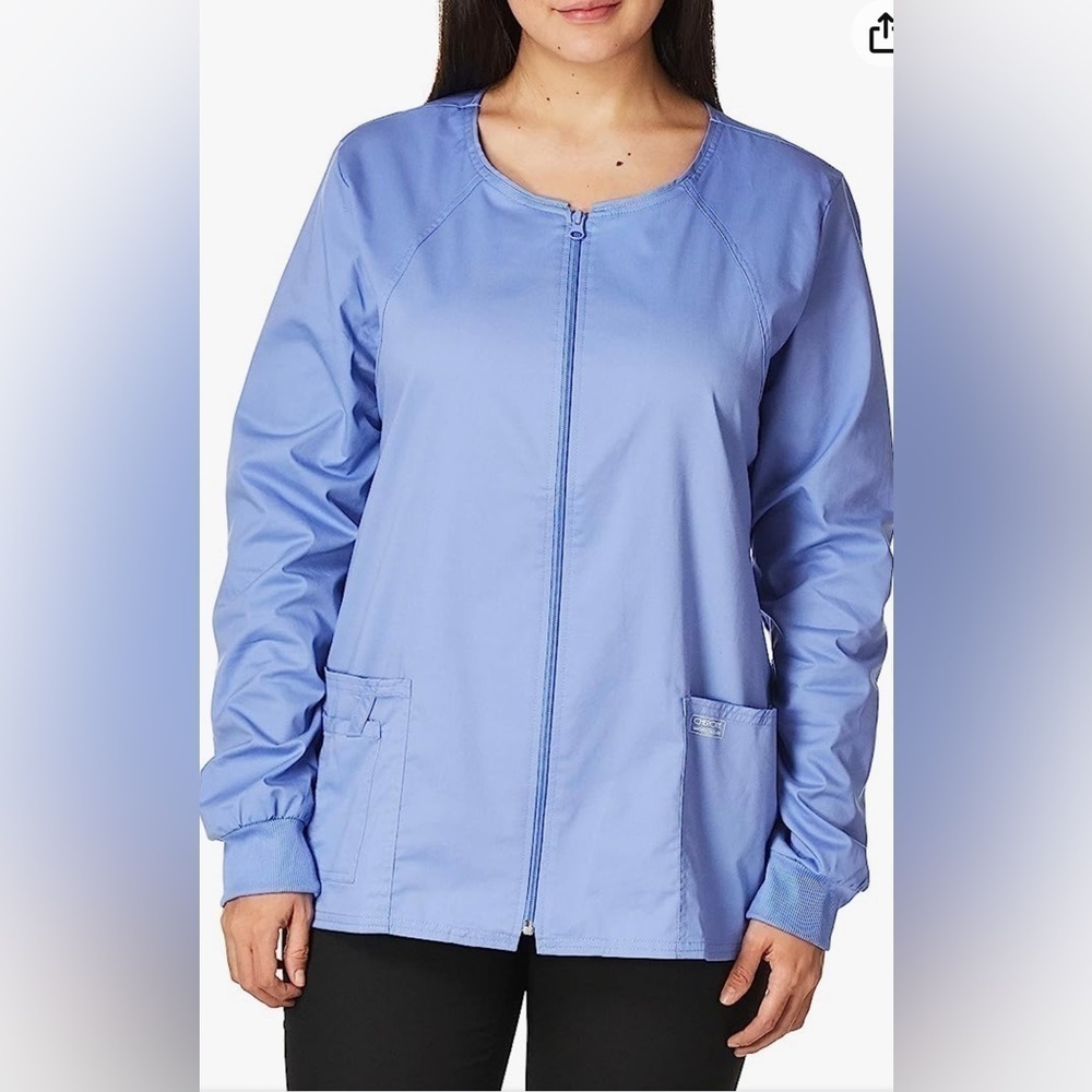 Cherokee Workwear Zip Up Jacket— Ceil Blue